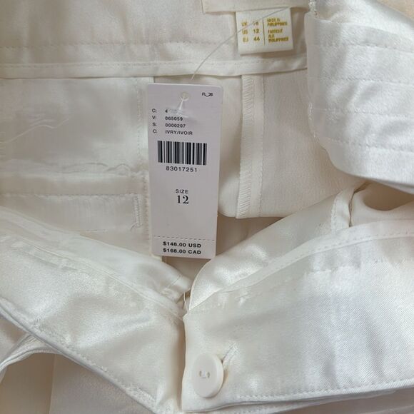 Anthropologie White Satin Jogger Track‎ Pants 12 - Picture 8 of 9
